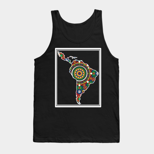 LATIN SOUTH AMERICA DECORATED MAP - linework Tank Top by Xotico Design